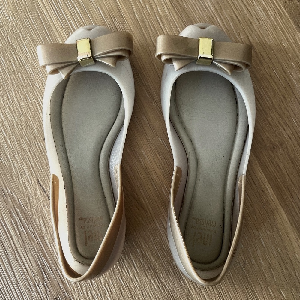 Mini Melissa Peep Toe Bow Flats